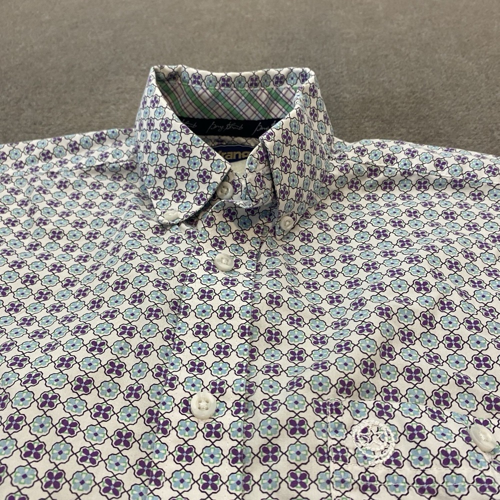 Wrangler George‎ Straight Shirt Mens Medium Floral Geometric Rodeo Western Logo